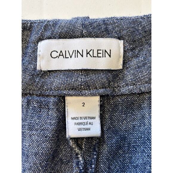Calvin Klein Shorts Womens 2 Chambray Linen Pockets Beach Granola Girl Coastal - Picture 3 of 6